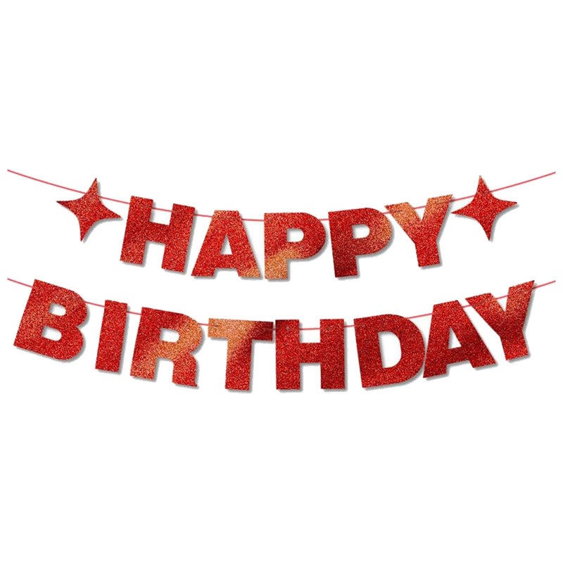 Happy Birthday Banner for Birthday Party Decorations (Red Meteor)